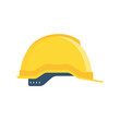 © hvostik16 - Construction helmet, profile view. Yellow safety hat. Plastic headwear. Vector illustration flat design. Isolated on white background.