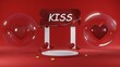 © Thares2020 - 3D rendering of backdrop for displaying products for Valentine's Day red scene podium