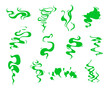 Green bad smell clouds, stink smoke odor or toxic gas and fart, vector cartoon effects. Green stench steams of bad breath or toxic scent vapor, stinky aroma smell clouds and smelly odour fume clouds