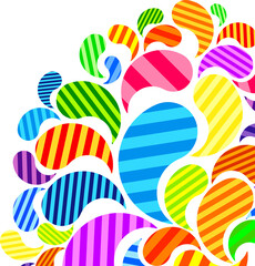 Aufkleber - Bright striped colorful curved drops spray on a light background, vector color design, graphic illustration.