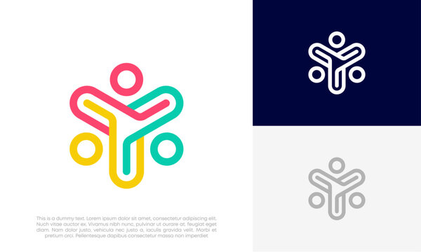 community people, social community, human family logo abstract design vector
