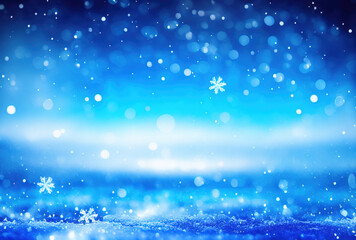 Close-up of blue snow with lots of snowflakes