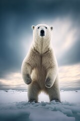 Wall Mural - illustration of polar bear, arctic landscape. image created with generative ai technology.