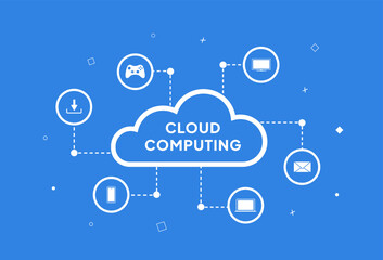 Wall Mural - cloud computing technology concept. cloud storage network. on-demand access to configurable online c