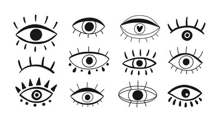 Wall Mural - Eye doodle logo design element set