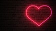 canvas print picture - Heart Neon Sign Brick Wall