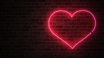 Heart Neon Sign Brick Wall
