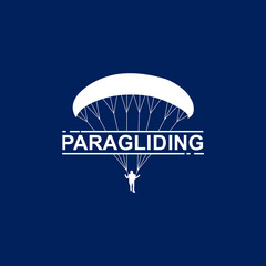 Paragliding logo design. Paragliding symbol isolated, sky sports concept. for flight courses, schools and instructors. vector illustration