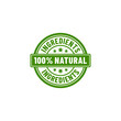 © Ind studio - 100% natural ingredients or Natural ingredients product vector illustration. Organic ingredients green label stamp. 100% natural ingredients, organic bio pharmacy and natural skincare cosmetic product