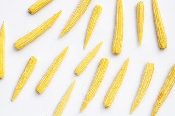 Wall Mural - Baby corn on white background