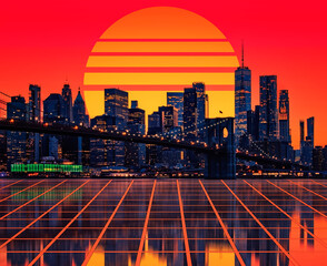 Poster - New York City - Retrowave style