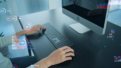 Fototapete - PC user and statistics charts concept. Data analysis. Asset management.