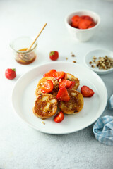 Wall Mural - French toast with fresh strawberry