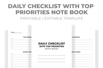 Wall Mural - Daily Checklist With Top Priorities Note Book