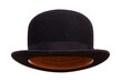Black bowler hat front view isolated
