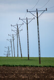 Fototapeta Tęcza - Linia energetyczna, kable przesyłowe