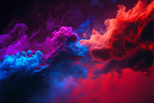 Illustration Dramatic Smoke And Fog In Contrasting Vivid Colors. Background Or Wallpaper, Abstract Colorful Pattern. Creative Colors, Abstraction Texture. Artistic Template For Design. Abstract Luxury