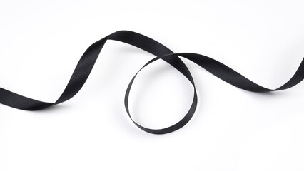 Abstract shape black ribbon isolated on white background.