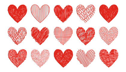 Wall Mural - Hearts set. Hand drawn hearts vector. Design elements for Valentines day.