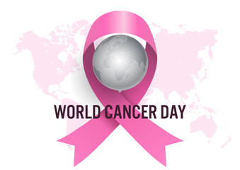 Wall Mural - World cancer day background with pink ribbon