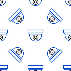 Sticker - Line Security camera icon isolated seamless pattern on white background. Colorful outline concept. Vector