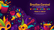 Brazilian carnival party banner with colorful Brazilian element illustration