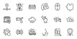 © blankstock - Outline set of Laureate, Support consultant and Scroll down line icons for web application. Talk, information, delivery truck outline icon. Include Search, Station, Wash hands icons. Vector