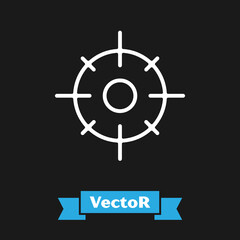 Poster - White Target sport icon isolated on black background. Clean target with numbers for shooting range or shooting. Vector