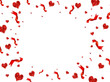 Leinwanddruck Bild - Festive overlay effect. Red ribbon and heart blurry festive glitter background. Christmas, New Year and Valentine's day design. Illustration