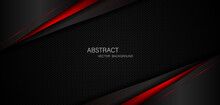 Abstract Black And Red Polygon With Red Glow Lines On Dark Steel Mesh Background With Free Space For Design. Modern Technology Innovation Concept Background
