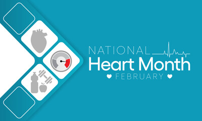 National Heart month is observed every year in February, to adopt healthy lifestyles to prevent heart disease (CVD). Vector illustration