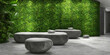Wellnes spa indoor, green wall, natural stones