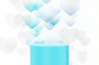 © mim.girl - Valentine's day podium backdrop with crystal heart bokeh background. 3d rendering.