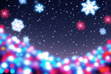 Poster - Christmas snowflakes lights with falling snow