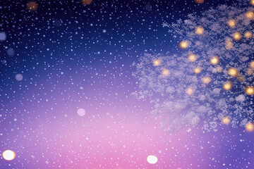 Poster - Christmas snowflakes lights with falling snow