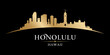 Honolulu Hawaii city silhouette black background
