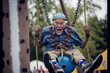 © Ecleposs - Old man has an extremely fun activity generative ai funny scene showing a positive vibe for old people aging well and active