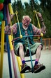 © Ecleposs - Old man has an extremely fun activity generative ai funny scene showing a positive vibe for old people aging well and active