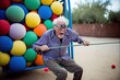 © Ecleposs - Old man has an extremely fun activity generative ai funny scene showing a positive vibe for old people aging well and active