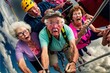 © Ecleposs - Group of old people having extreme activity generative ai scene showing the diversity and aging well senior characters