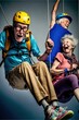 © Ecleposs - Group of old people having extreme activity generative ai scene showing the diversity and aging well senior characters