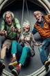 © Ecleposs - Group of old people having extreme activity generative ai scene showing the diversity and aging well senior characters