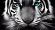 Black and white tiger with blue eyes - Generative AI