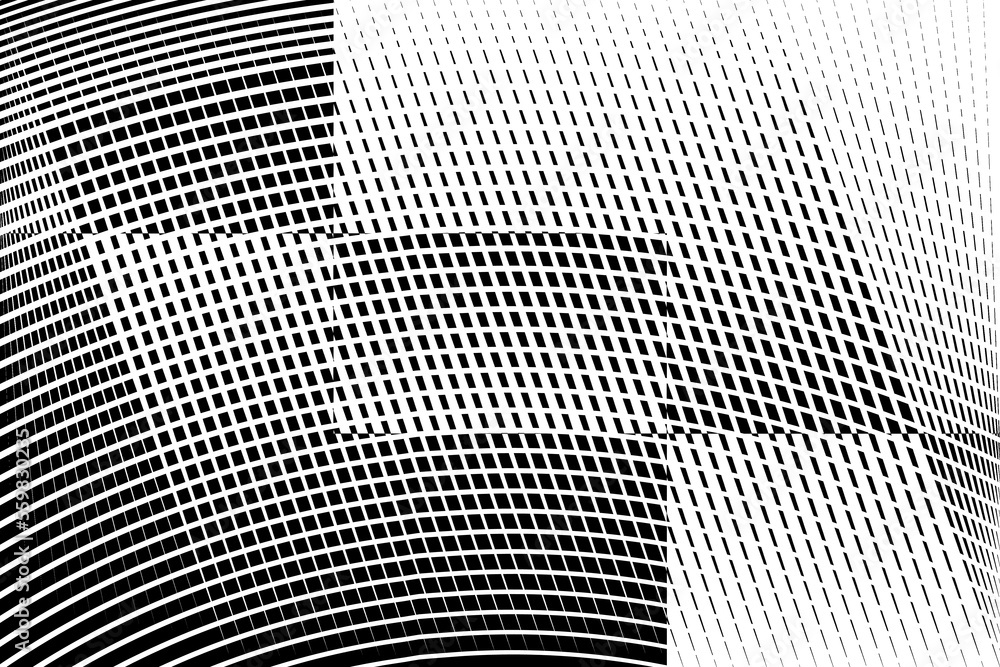 abstract halftone dots and lines background, minimal geometric dynamic pattern, vector black and white texture