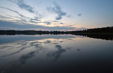 Sticker - Colorful sunset over lake in Lithuania