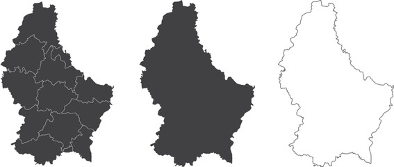 Wall Mural - set of 3 maps of luxembourg - vector illustrations