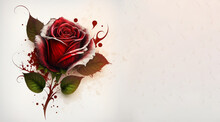 Happy Valentine's Day, Red Rose Background White Banner, Generative AI	