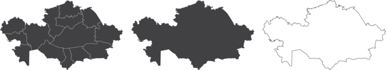 Wall Mural - set of 3 maps of kazakhstan - vector illustrations