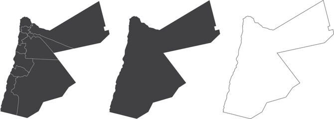 Wall Mural - set of 3 maps of jordan - vector illustrations