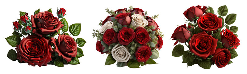 Wall Mural - Roses Valentine's Day bouquet or arrangement isolated on transparent background